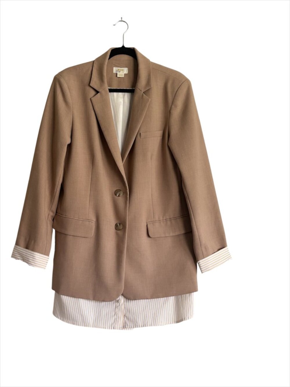 Maeve Anthropologie Tan Oversized Women’s Bennet Twofer Blazer Size M